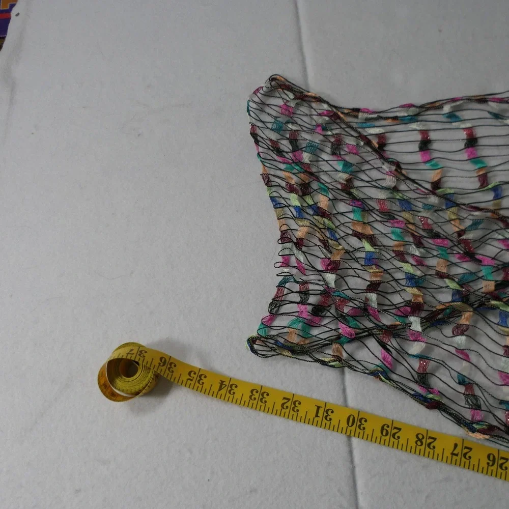 Unbranded Womens Scarf OS‎ Multicolor Mesh Open Knit Ribbon Ladder Y2K Boho